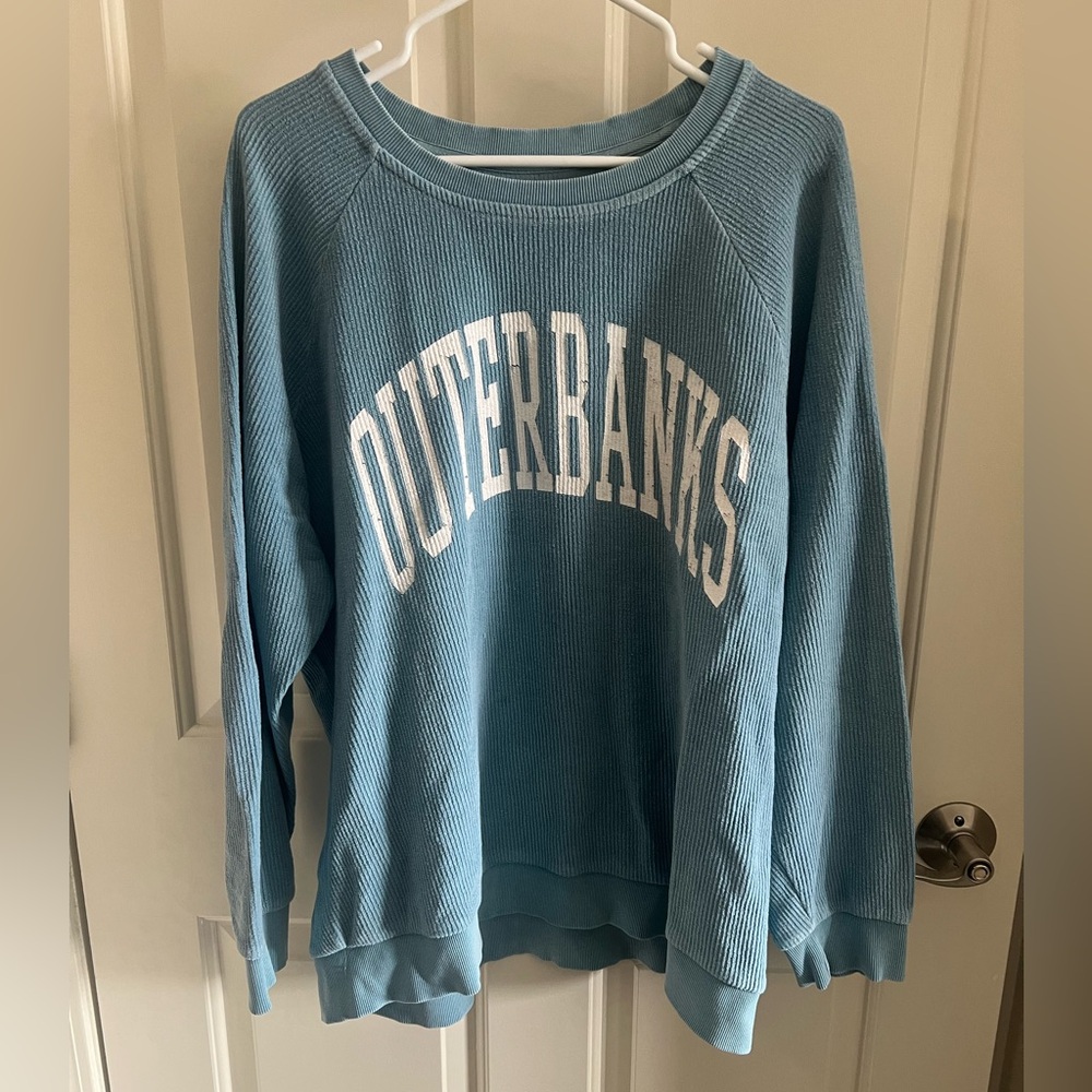 Blue Outer Banks Women's Waffle Crewneck - L